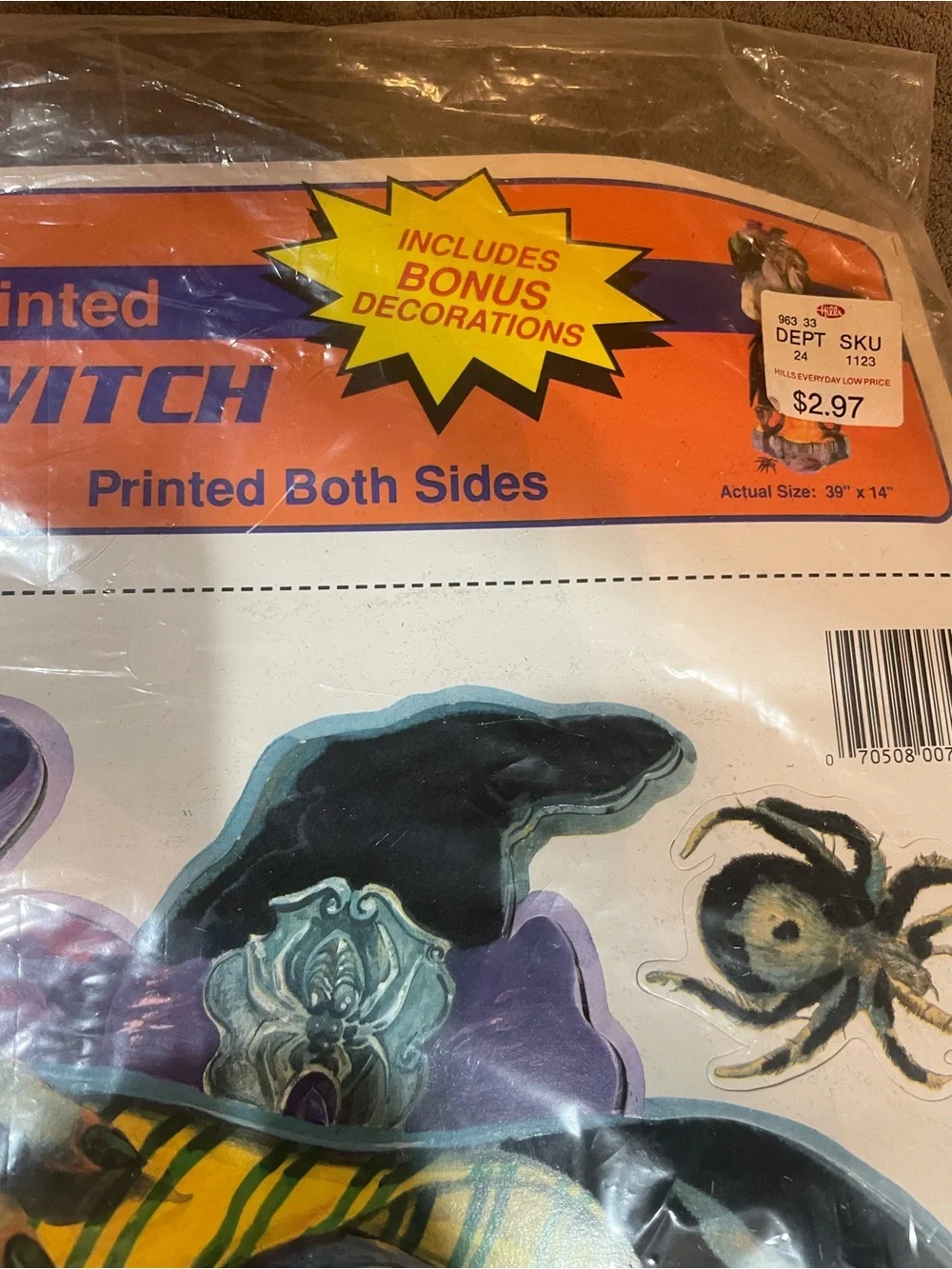 Vintage Velvet Flocked Witch 39” Jointed Wall Decor